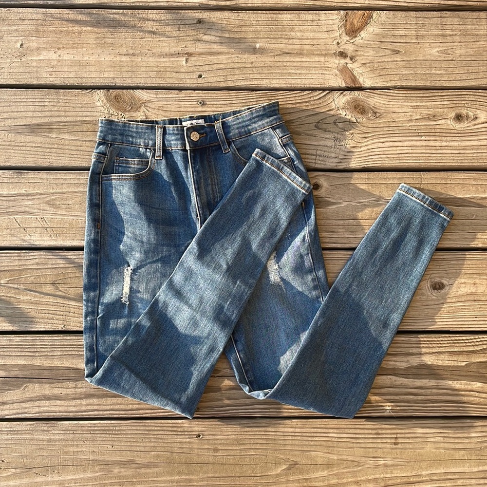 Boutique ripped high rise skinny jeans